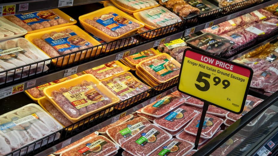 sausage at meat counter in kroger