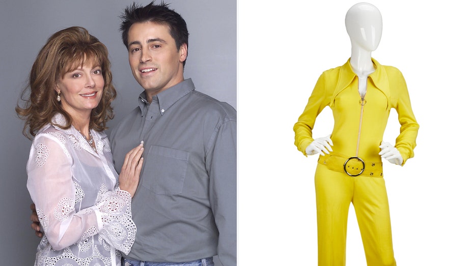 A white blouse and black pants combo worn by Sarandon is up for auction, as well as a yellow jumpsuit worn by Fairchild.