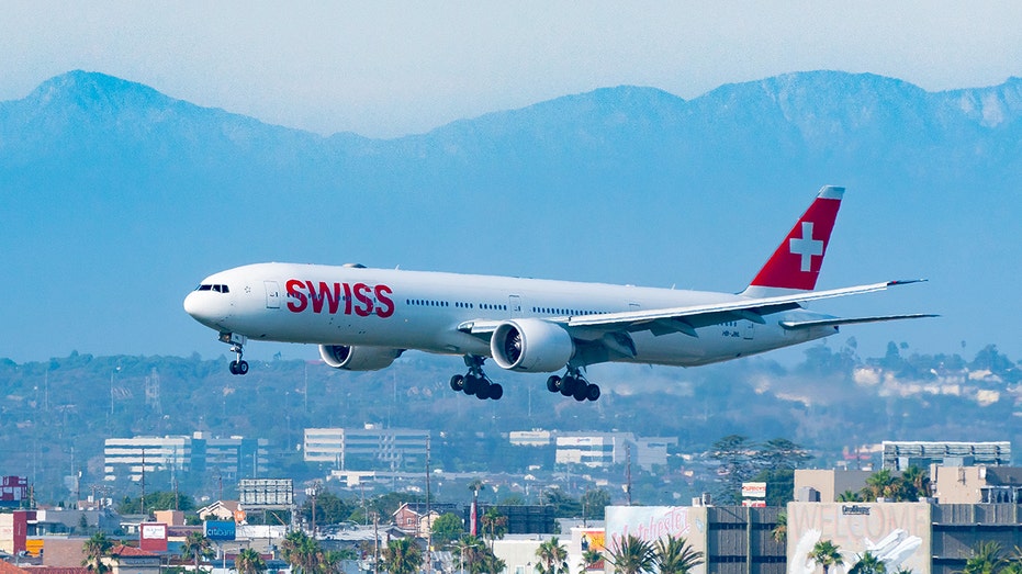 Swiss Air 777 lands in LA