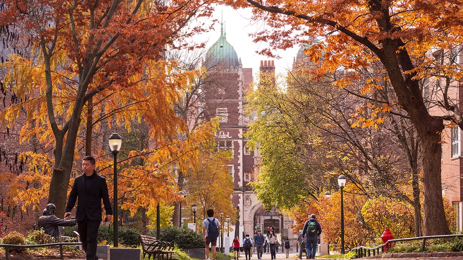 Locust Walk with students in fall, University of Pennsylvania, University City area, Philadelphia, PA, USA. (Photo by: Jumping Rocks/Universal Images Group via Getty Images)