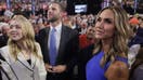 MILWAUKEE, WISCONSIN - JULY 15: (L-R) Tiffany Trump, daughter of former U.S. President Donald Trump,  Eric Trump, son of former U.S. President Donald Trump, and Republican National Committee co-chair Lara Trump attend the first day of the Republican National Convention at the Fiserv Forum on July 15, 2024 in Milwaukee, Wisconsin. Delegates, politicians, and the Republican faithful are in Milwaukee for the annual convention, concluding with former President Donald Trump accepting his party&apos;s presidential nomination. The RNC takes place from July 15-18. 