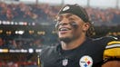 Justin Fields #2 of the Pittsburgh Steelers looks on after beating the Denver Broncos 13-6 at Empower Field At Mile High on September 15, 2024 in Denver, Colorado.