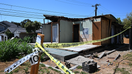 A one-bedroom, one-bath bungalow that is up for sale for almost half-a-million US dollars is pictured in Monrovia, California on September 4, 2024, some four months after the house was crushed by a giant pine tree.