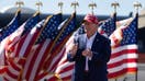 MOSINEE, WISCONSIN - SEPTEMBER 07: Republican presidential nominee former President Donald Trump arrives for a campaign event at the Central Wisconsin Airport on September 07, 2024 in Mosinee, Wisconsin. A recent poll has Trump trailing Democratic nominee Vice President Kamala Harris in the battleground state.