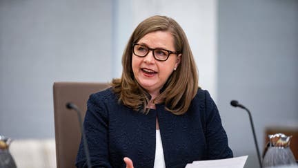 Michelle Bowman, governor of the US Federal Reserve, speaks during a Fed Listens event in Washington, DC, US, on Friday, March 22, 2024. A trio of central bank decisions this week sent a clear message to markets that officials are preparing to loosen monetary policy, reigniting investor appetite for risk. 