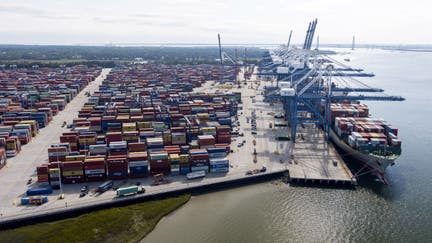 The Port of Charleston in Charleston, South Carolina, U.S., on Wednesday, Nov. 3, 2021. The supply crunch that has dogged the global shipping industry could worsen before it gets better, with new challenges ranging from crew retention to wage inflation. 