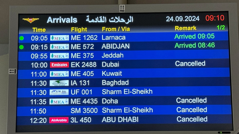 Cancelled flights in Lebanon