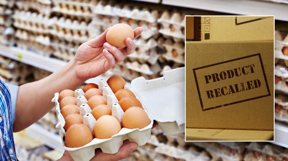 Stock image of egg carton and recall sticker