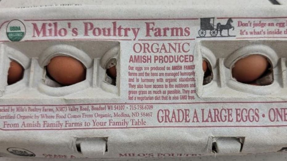 Cardboard box from Milo's Poultry Farms