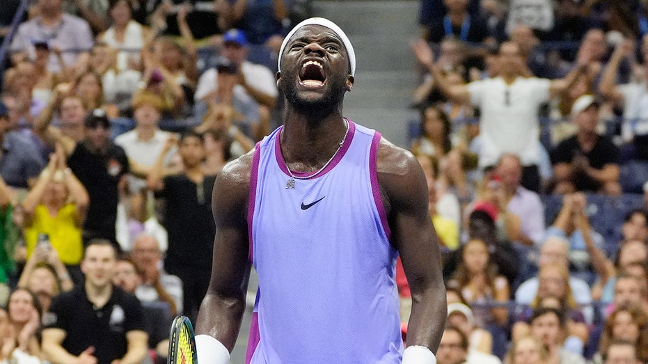 Frances Tiafoe reacts