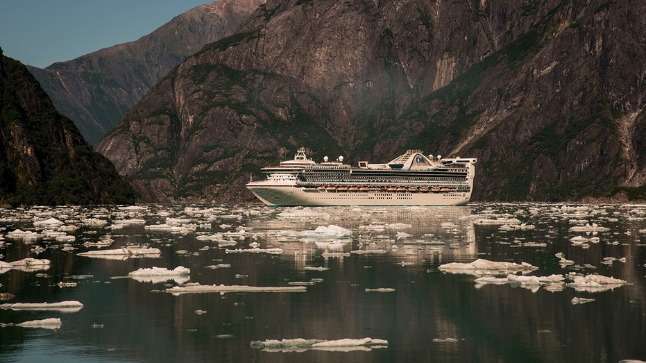 Cruise ship sailing through the ice in Alaska