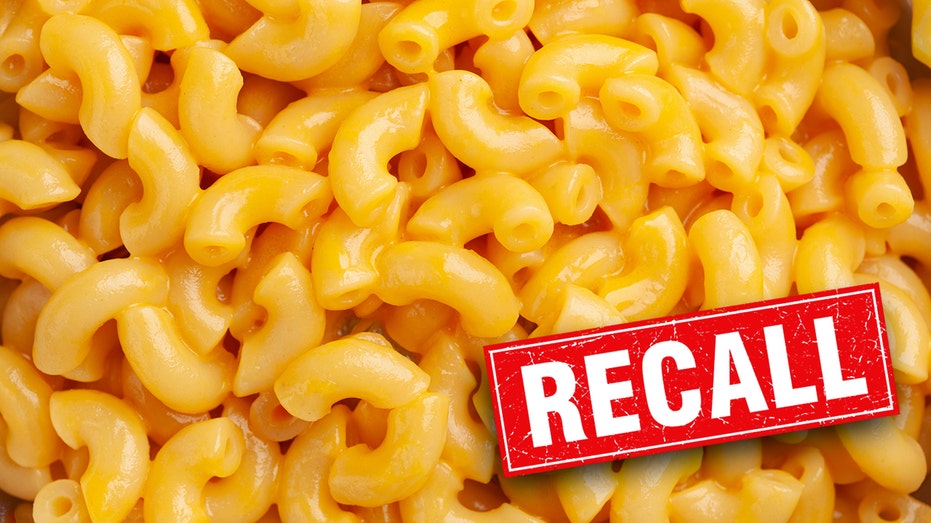 Macaroni and cheese with the word "recall" across the front.