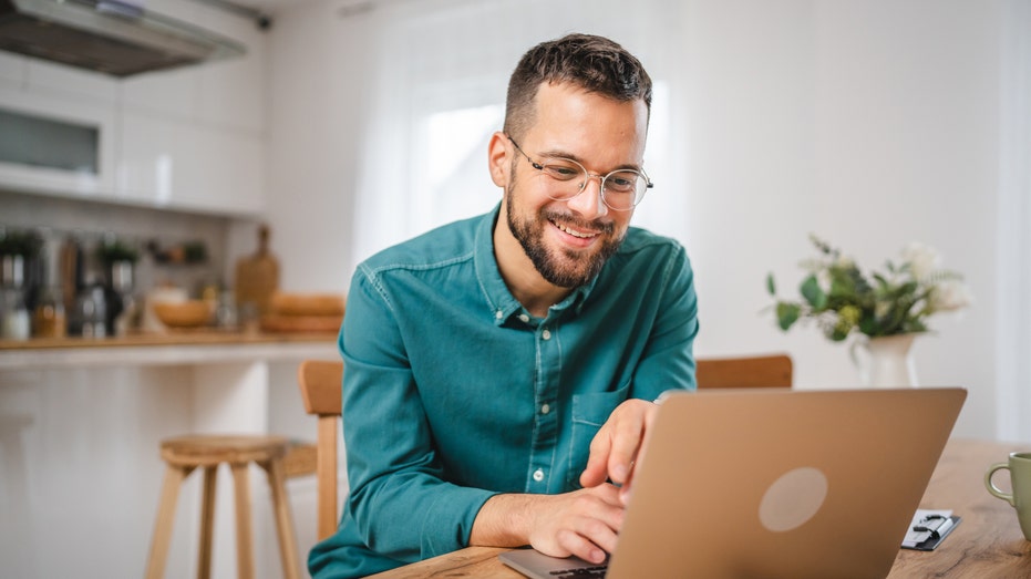 Man working on laptop