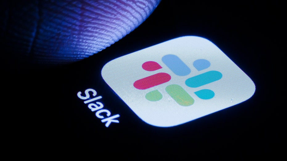 Slack logo on phone