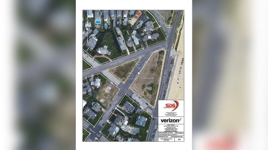 Verizon Wireless map showing proposed pole location plan