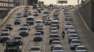 Traffic on Interstate 110 in Los Angeles, California, US, on Monday, Nov. 13, 2023. Los Angeles, a city known for epic commutes and freeway gridlock, braced for a traffic nightmare Monday after a weekend fire indefinitely shut a segment of Interstate 10, a vital artery south of downtown. Photographer: Kyle Grillot/Bloomberg via Getty Images