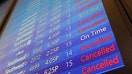 The arrival and departures board lists numerous flight cancelations at Tampa International Airport before the airport is due to close at 5pm today ahead of Hurricane Ian on September 27, 2022 in Tampa, Florida.