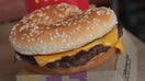 EFFINGHAM, IL - MARCH 30:  A Quarter Pounder hamburger is served at a McDonalds restaurant on March 30, 2017 in Effingham, Illinois. McDonalds announced today that it will start making the burger with fresh beef patties instead of the frozen beef that it currently uses.  (Photo Illustration by Scott Olson/Getty Images)