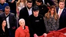 Former US First Lady Melania Trump, center right, and Elon Musk, chief executive officer of Tesla Inc., center, during a campaign event with former US President Donald Trump, not pictured, at Madison Square Garden in New York, US, on Sunday, Oct. 27, 2024. The Republican presidential nominee returns to his hometown on Sunday for an event at an iconic venue that has been a magnet for celebrities and the center of some of the nations biggest cultural moments- an attempt to command the media spotlight and mobilize supporters about a week before Election Day on Nov. 5.