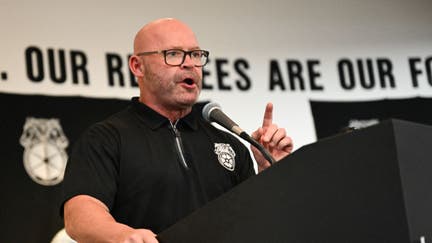 Teamsters General President Sean M. O'Brien speaks during a rally with workers and union members as part of an "Amazon Teamsters Day of Solidarity" in support of the unionization and collective bargaining of Amazon delivery drivers at the Teamsters Local 848 on August 29, 2024 in Long Beach, California. - Fox Business News