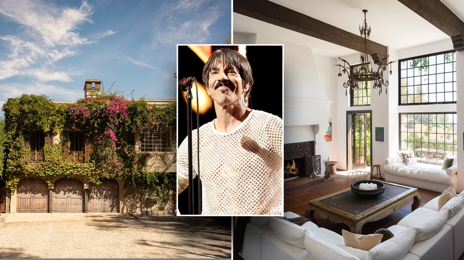 Perpecahan bagian dalam dan luar rumah di Beverly Hills dengan sisipan Anthony Kiedis di tengahnya.