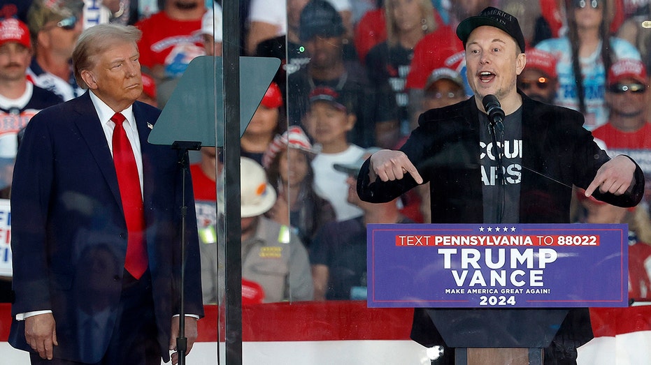 Elon Musk supports Donald Trump at a Trump rally in Butler, Pennsylvania