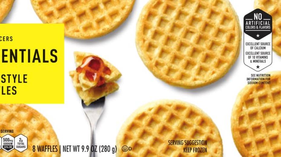 A pack of frozen Essentials waffles