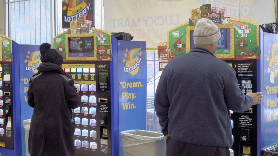 Illinois lottery players at machines