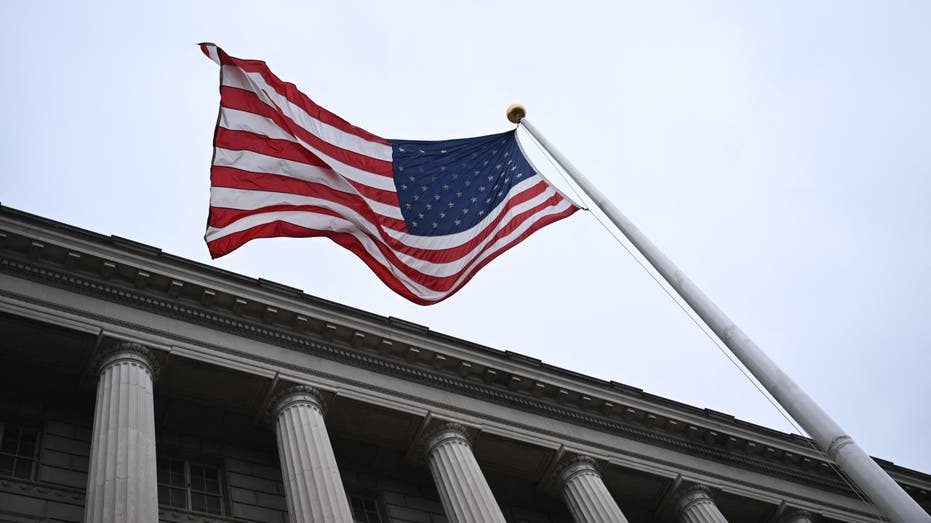 American flag flies outside IRS building