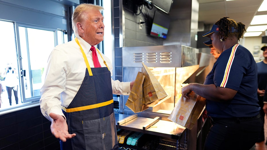 Trump works fry station at McDonald's