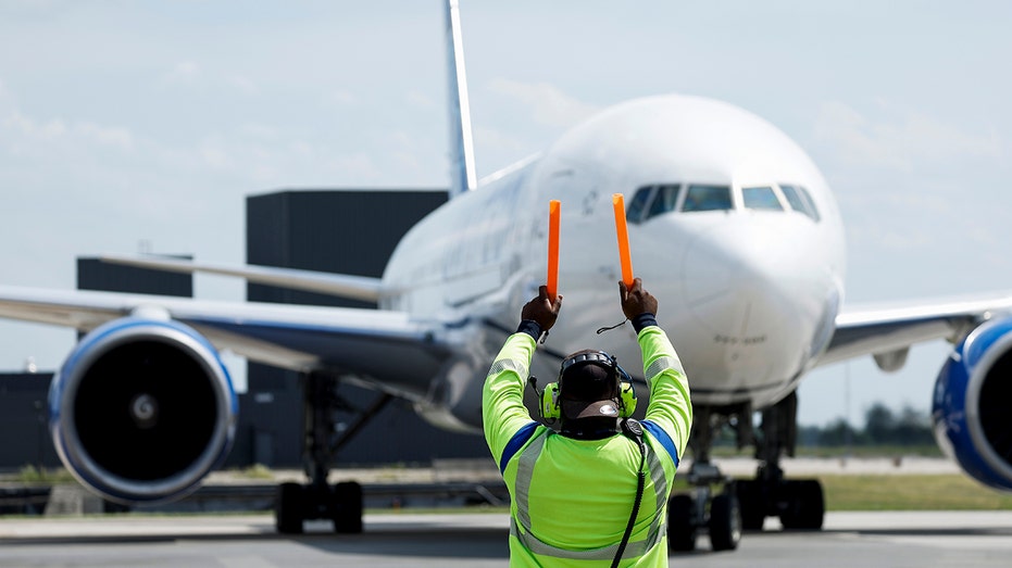 United Airlines employee at Dulles Airport