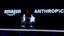 LAS VEGAS, NEVADA - NOVEMBER 28: Amazon Web Services (AWS) CEO Adam Selipsky speaks with Anthropic CEO and co-founder Dario Amodei during AWS re:Invent 2023, a conference hosted by Amazon Web Services, at The Venetian Las Vegas on November 28, 2023 in Las Vegas, Nevada. 