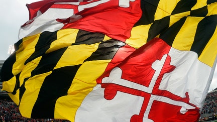 A Maryland flag on display before the game between the Maryland Terrapins and the Northwestern Wildcats on Oct. 14, 2017 in College Park, Md.