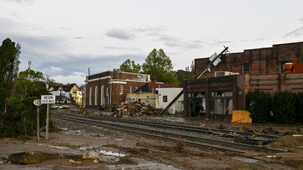 ASHEVILLE, USA - SEPTEMBER 30: A view of the damaged area at Asheville along with the western part of North-Carolina is devastated by the heavy rains and flooding after Hurricane Helene in Asheville, United States on September 30, 2024 (Photo by Peter Zay/Anadolu via Getty Images)