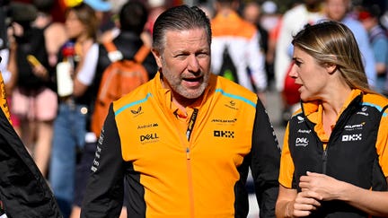 Oct 18, 2024; Austin, Texas, USA; McLaren Racing Chief Executive Officer Zak Brown walks through the paddock area before practice for the 2024 US Grand Prix at Circuit of the Americas.