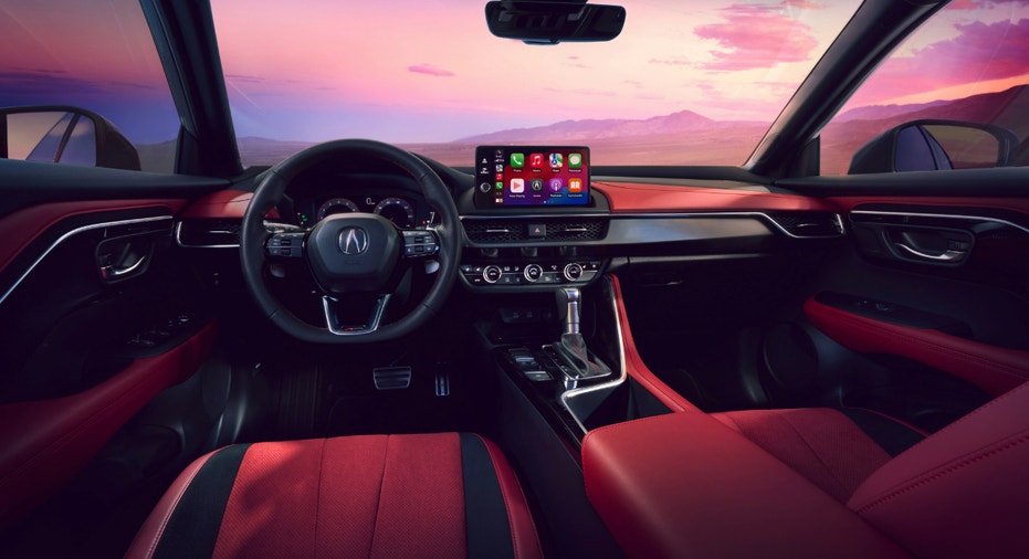 The inside of the 2025 Acura ADX equipped with the A-Spec trim.
