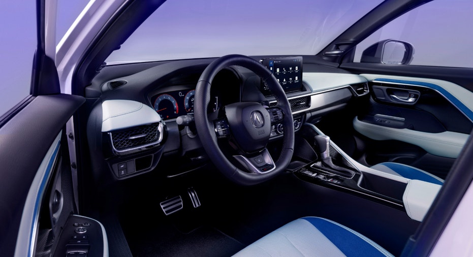 The inside of the 2025 Acura ADX equipped with the A-Spec with Advance Package trim.