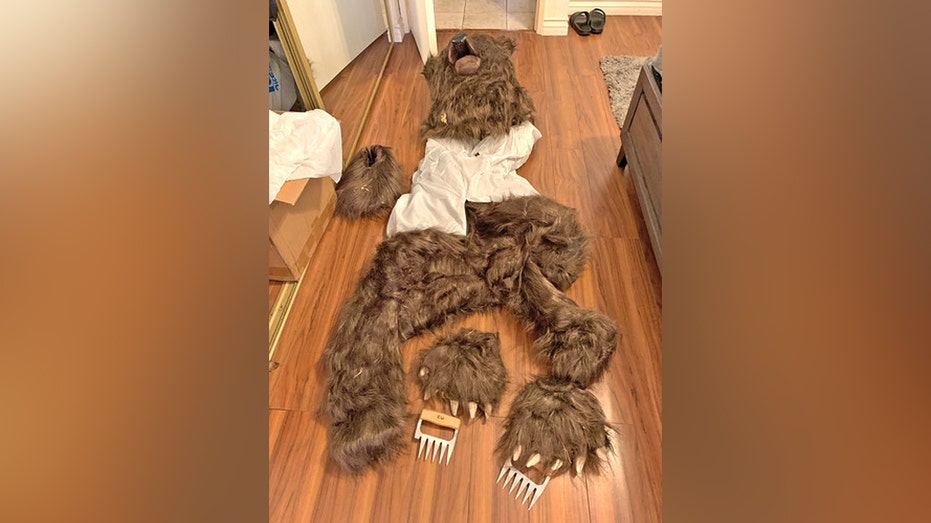 The bear costume used in the alleged insurance scam