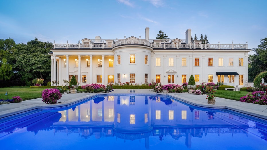 The luxury estate has a large pool