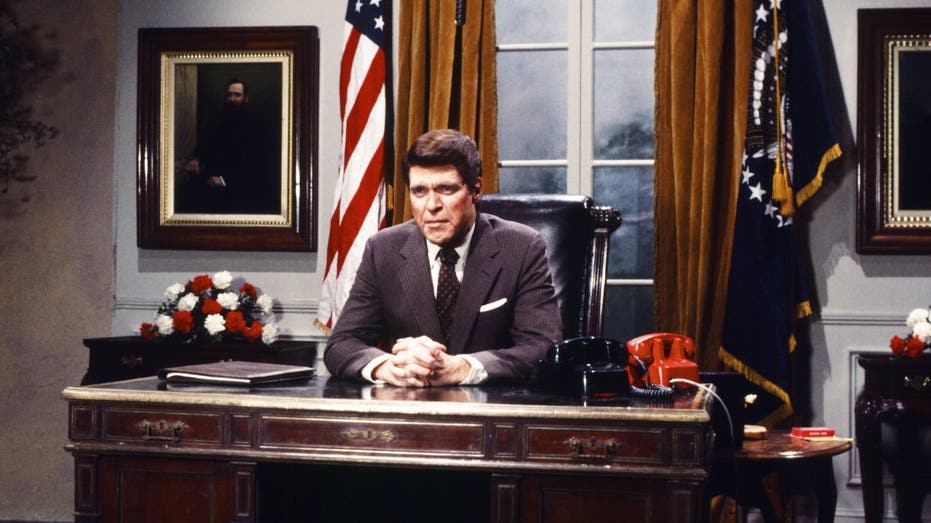 Joe Piscopo portraying Ronald Reagan