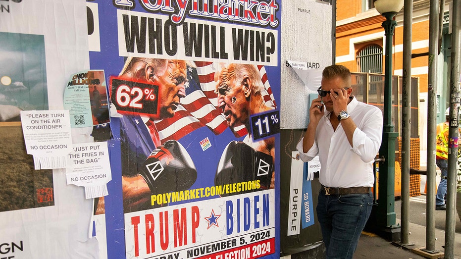 A Polymarket advertisement of Trump v. Biden