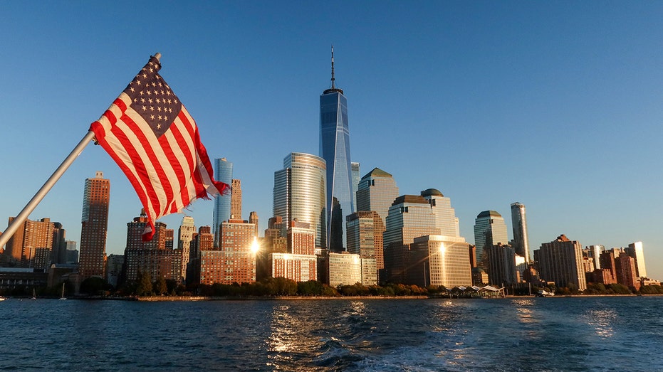 Manhattan skyline view from boat