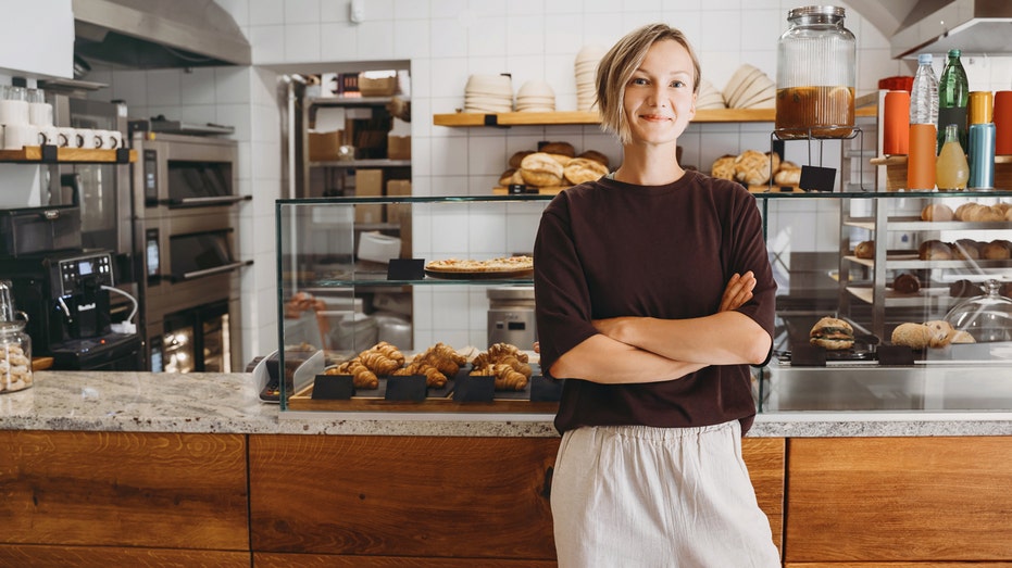 Woman standing in cafe