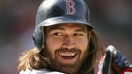 ALDS Playoffs: Closeup of Boston Red Sox Johnny Damon before Game 1 vs Anaheim Angels at Edison International Field. Cover Inset. 
Anaheim, CA 10/5/2004
CREDIT: Robert Beck (Photo by Robert Beck /Sports Illustrated/Getty Images)
(Set Number: X72003 TK1 )