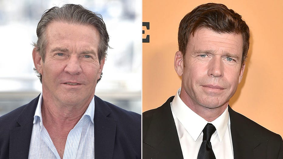 Side by side photos of Dennis Quaid and Taylor Sheridan