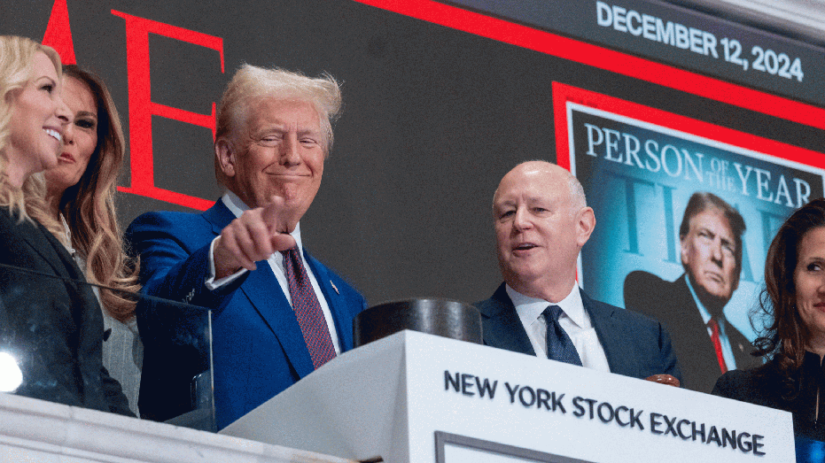 NEW YORK, NEW YORK - DECEMBER 12: President-elect Donald Trump rings the opening bell on the trading floor of the New York Stock Exchange (NYSE) on December 12, 2024 in New York City. Trump was invited to the Exchange after being named TIME’s 