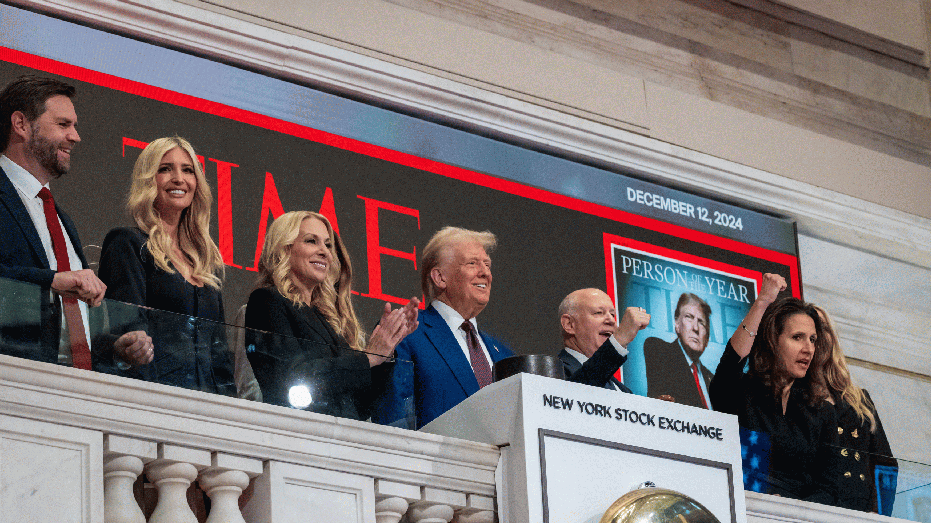 NEW YORK, NEW YORK - DECEMBER 12: President-elect Donald Trump rings the opening bell on the trading floor of the New York Stock Exchange (NYSE) on December 12, 2024 in New York City. Trump was invited to the Exchange after being named TIME’s 