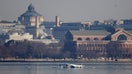 Emergency response units search the crash site of the American Airlines plane on the Potomac River on Jan. 30, 2025.