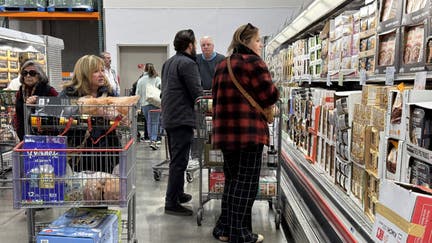 NOVATO, CALIFORNIA - DECEMBER 11: Customers shop for groceries at a Costco store on December 11, 2024 in Novato, California. According to a Bureau of Labor Statistics report, the consumer price index increased 0.3 percent to a 12-month inflation rate of 2.7 percent in November, 0.1 percentage point higher than October.  - Fox Business News