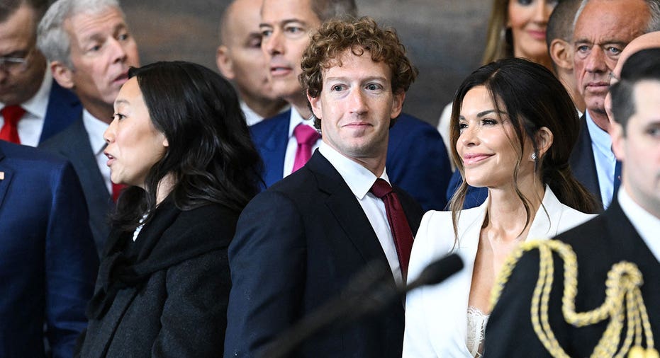 Priscilla Chan, CEO of Meta and Facebook Mark Zuckerberg, and Lauren Sanchez attend the inauguration ceremony before Donald Trump is sworn in as the 47th US President in the US Capitol Rotunda in Washington, DC, on January 20, 2025. Saul Loeb/Pool/AFP via Getty Images